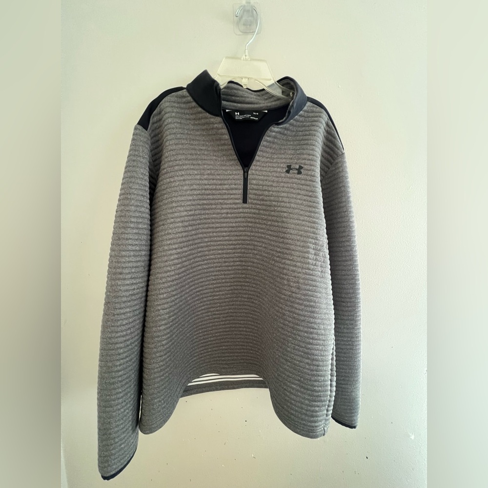 LG Men's Charcoal and Black Zip-Up Sweater